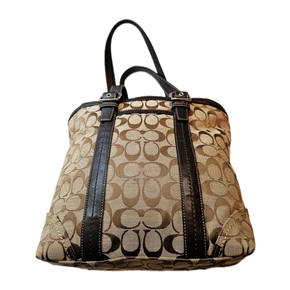 Coach Jaqcuered Medium Tote Brown Handbag F12645 EUC - Picture 11 of 16